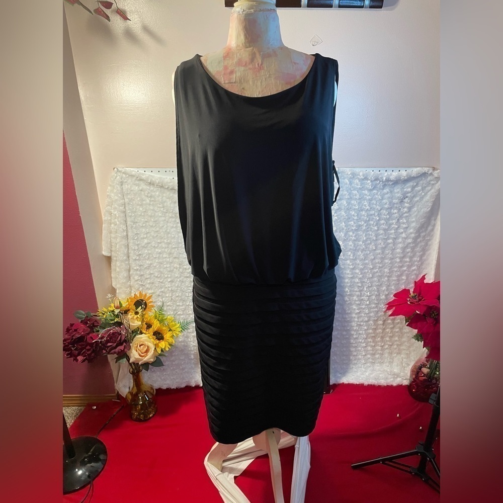 NWT ONYX NITE WENDYE CHAITIN BLACK EVENING SLEEVELESS DRESS SIZE 16 ❤️